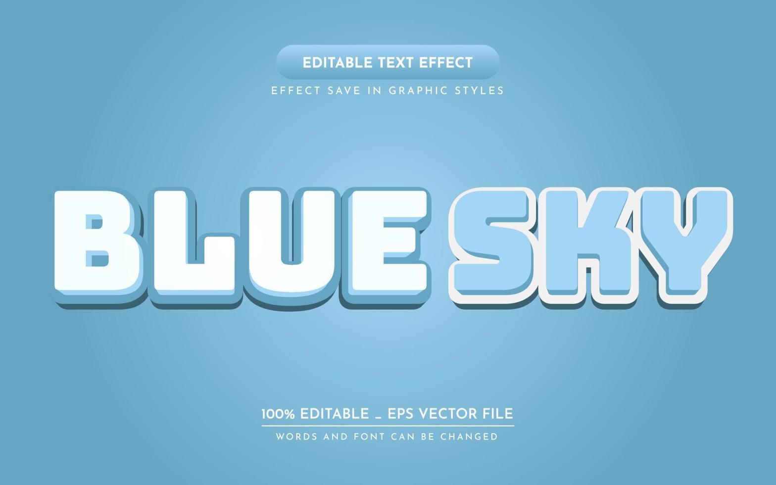 cielo azul efecto de texto editable 3d vector