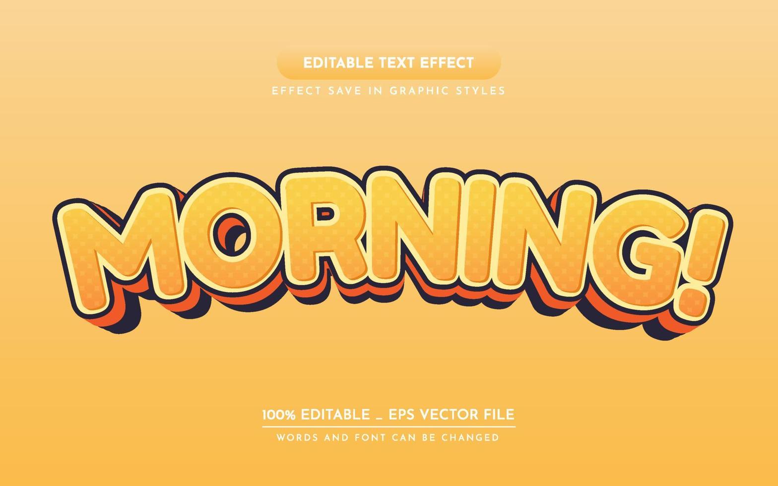 efecto de texto editable 3d de la mañana vector