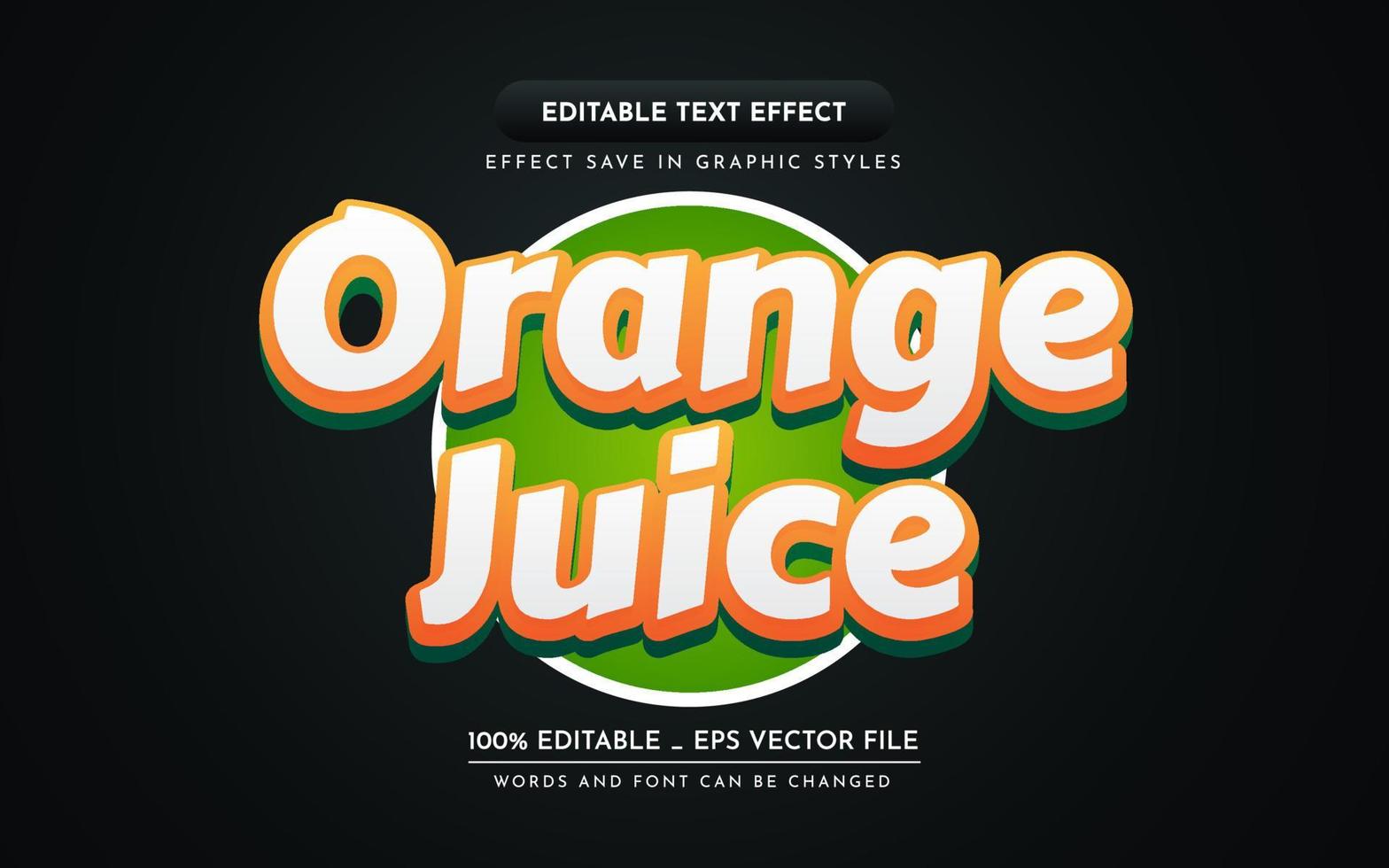 efecto de texto editable 3d de jugo de naranja vector