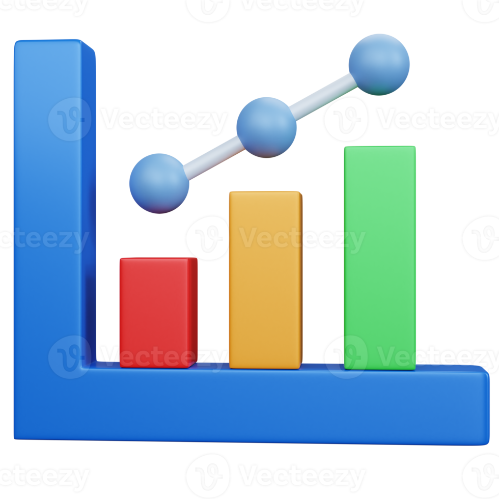 Gráfico de crecimiento de renderizado 3d aislado png