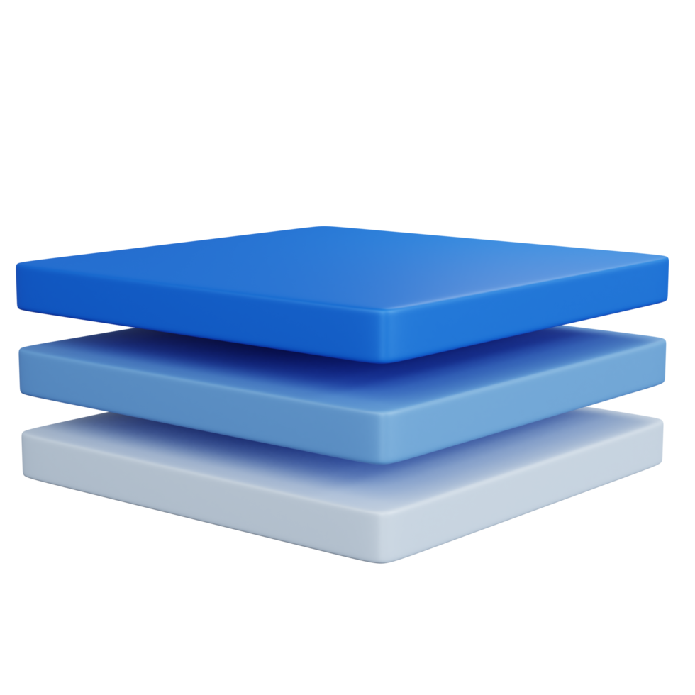 3d rendering blue layers icon isolated png
