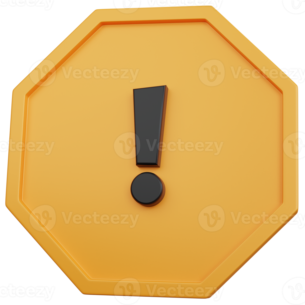3d rendering alert octagon isolated png