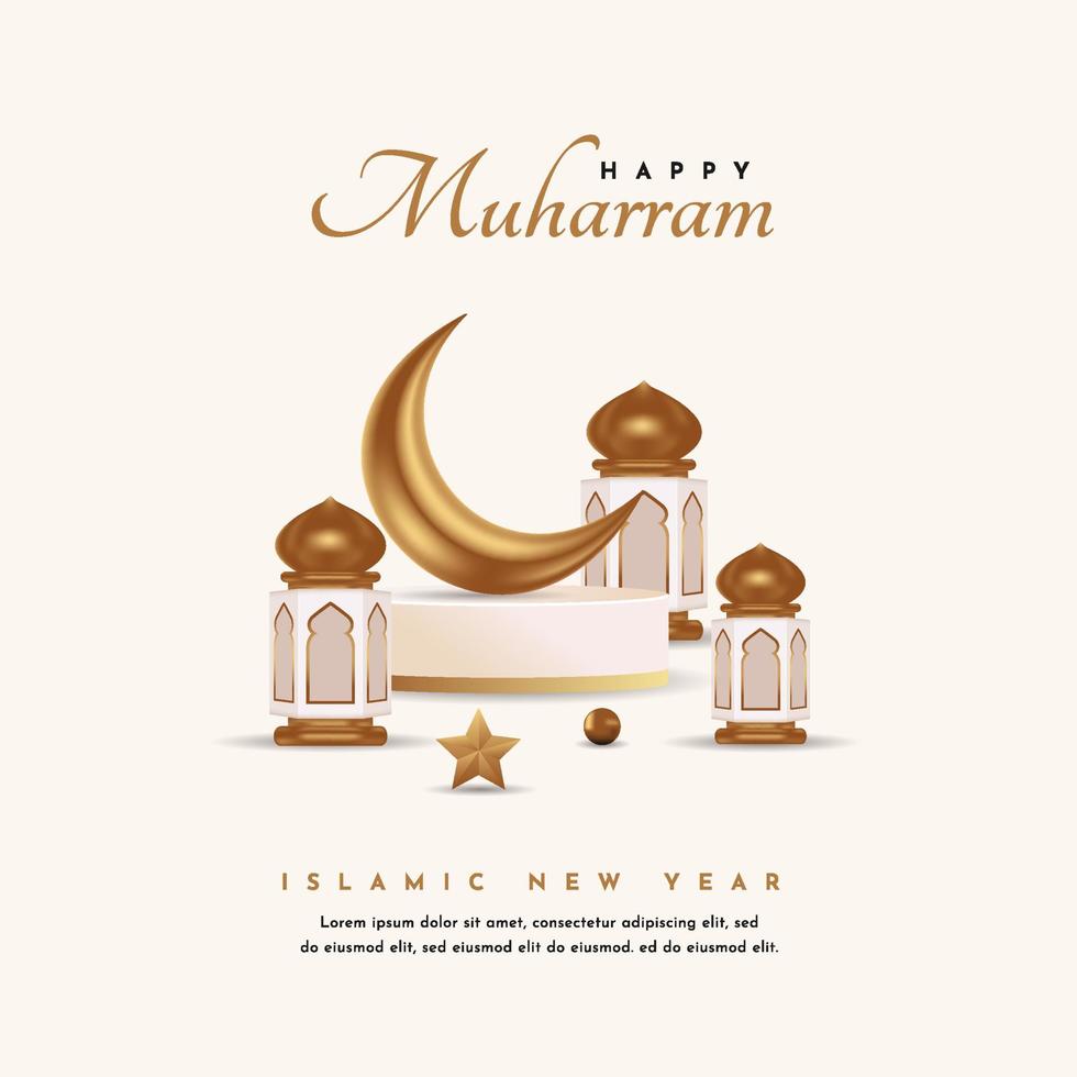 Happy Muharram Realistic Greeting Card vector
