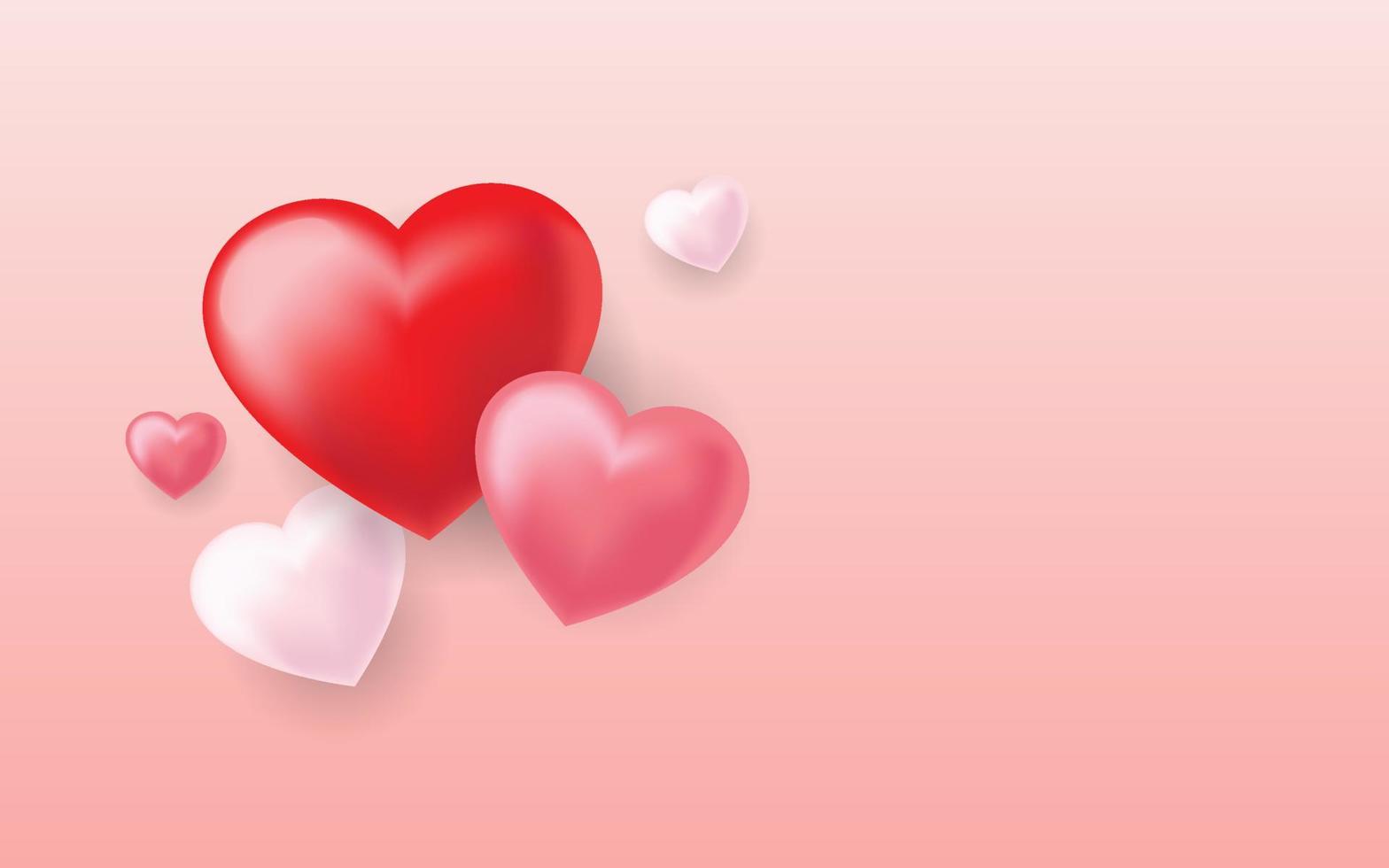 lindo fondo de composición decorativa de corazones de amor 3d vector