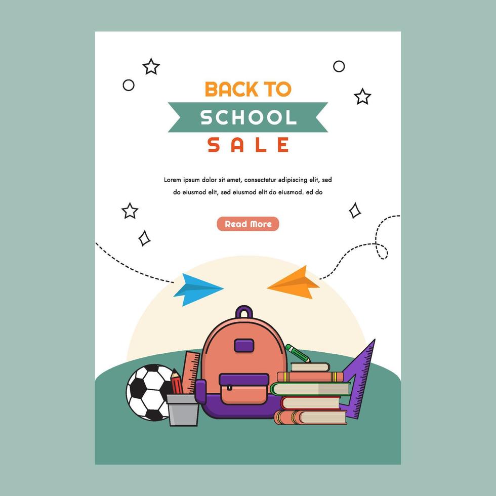 Hand Drawn Back To School Sale Poster Template with School Supplies vector