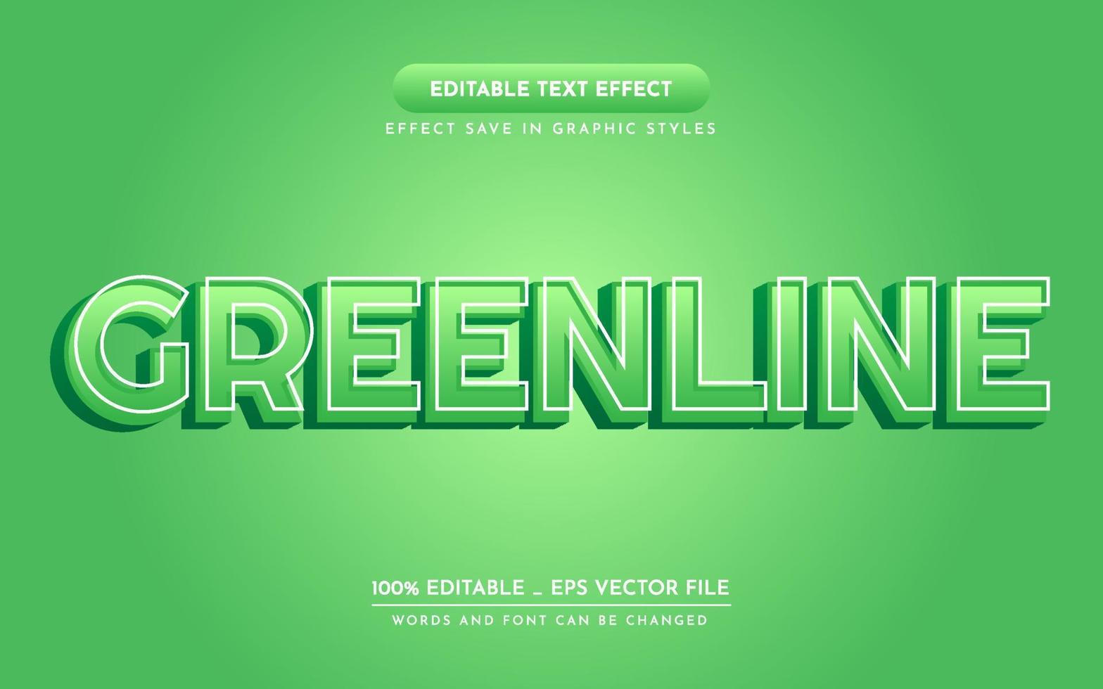 Green Line 3D Editable Text Effect vector