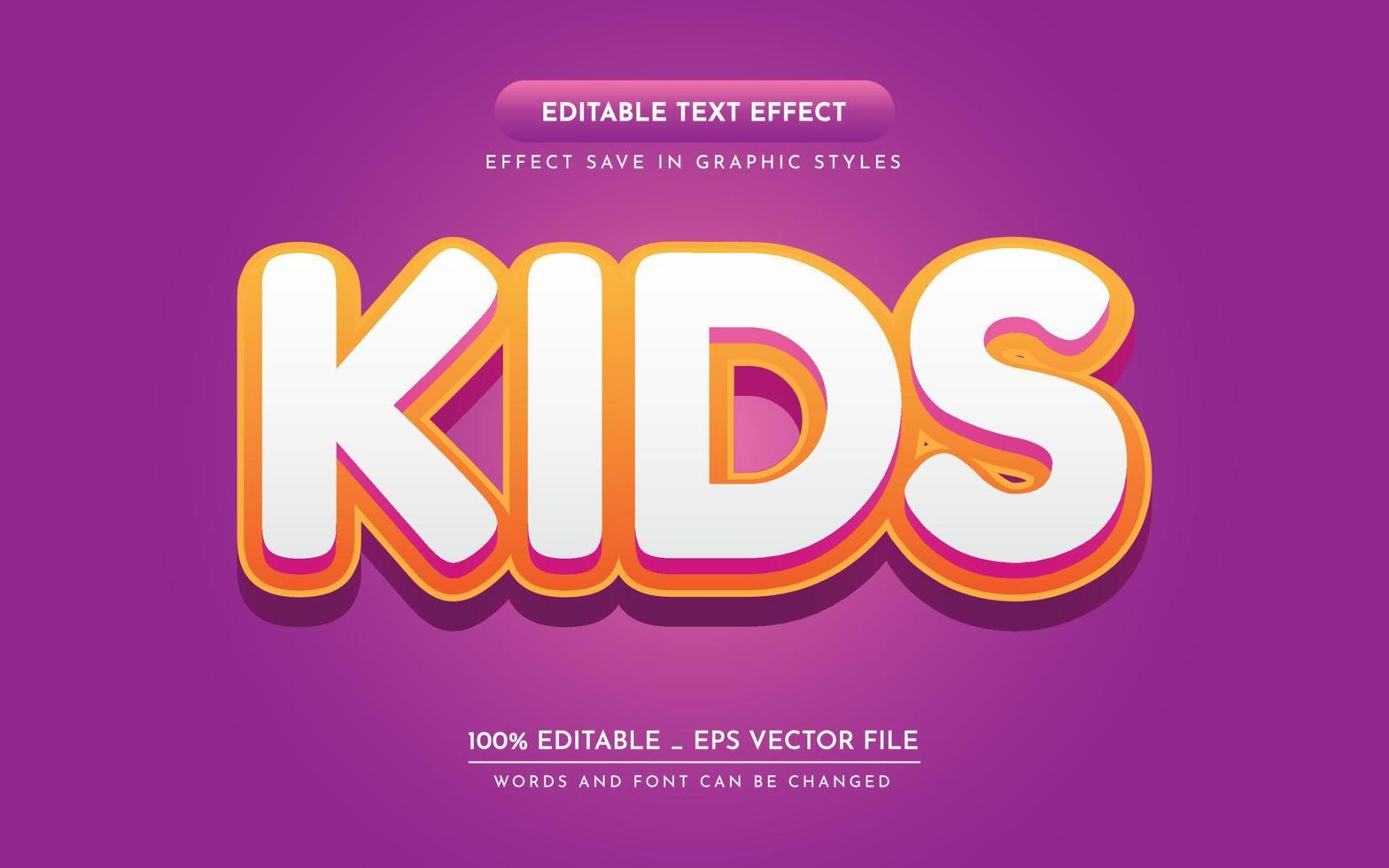 efecto de texto editable 3d para niños vector