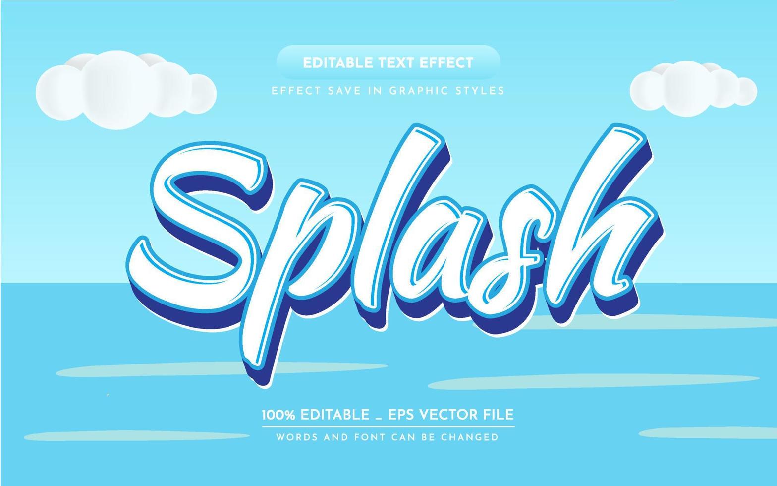 efecto de texto editable splash 3d vector