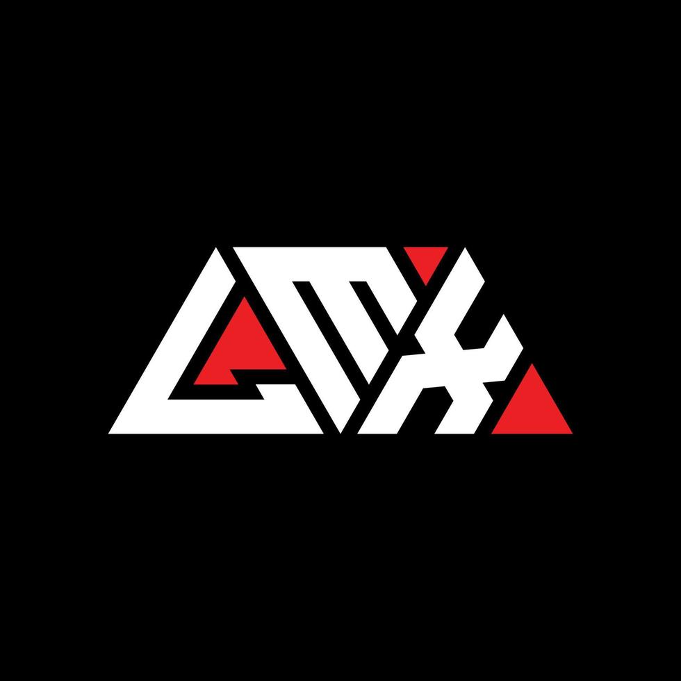 Diseño de logotipo de letra triangular lmx con forma de triángulo. Monograma de diseño de logotipo de triángulo lmx. Plantilla de logotipo de vector de triángulo lmx con color rojo. logotipo triangular lmx logotipo simple, elegante y lujoso. lmx