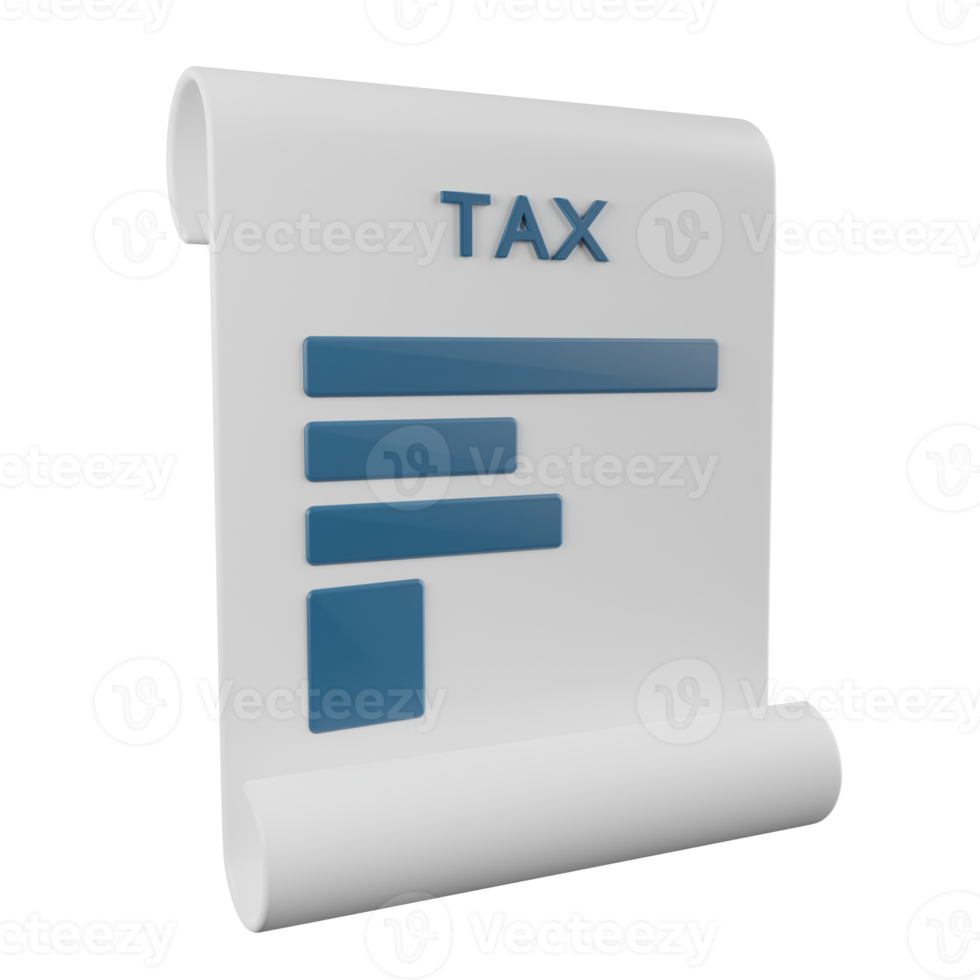 Tax Paper 3D Illustration png