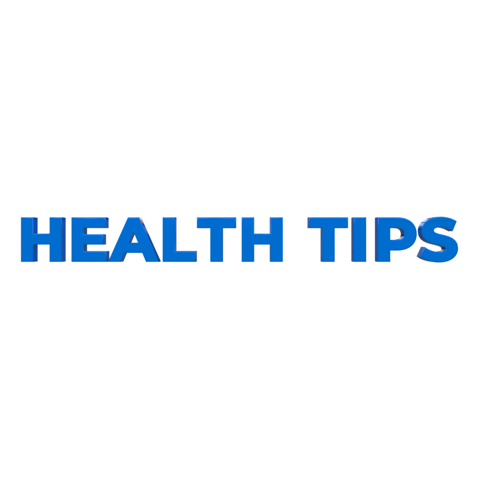 Health Tips 3D Render Blue Text png