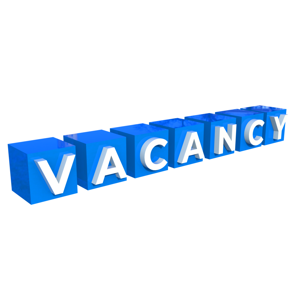 Vacancy Text 3D Render Cubes png