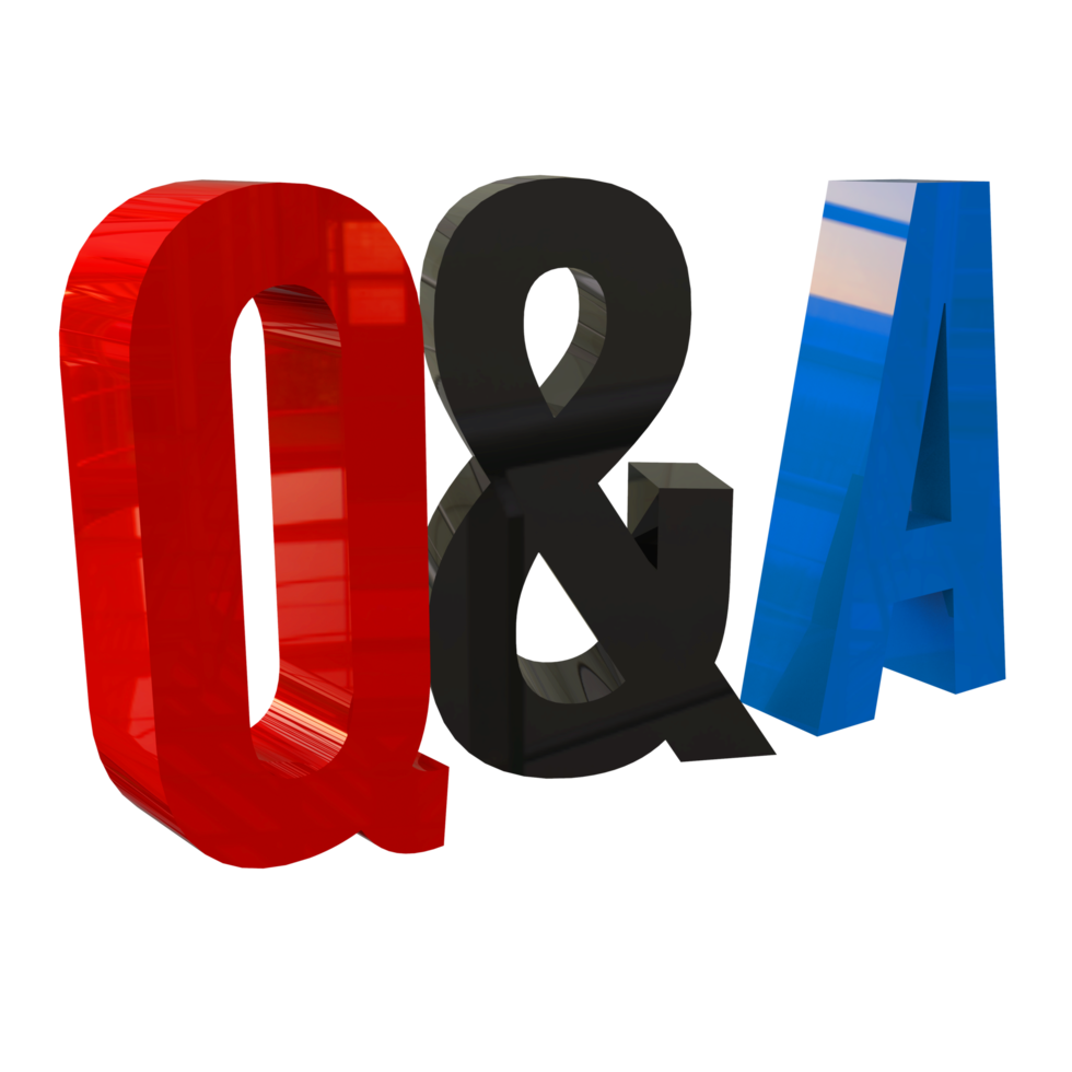 Questions and Answers 3D Render Text png