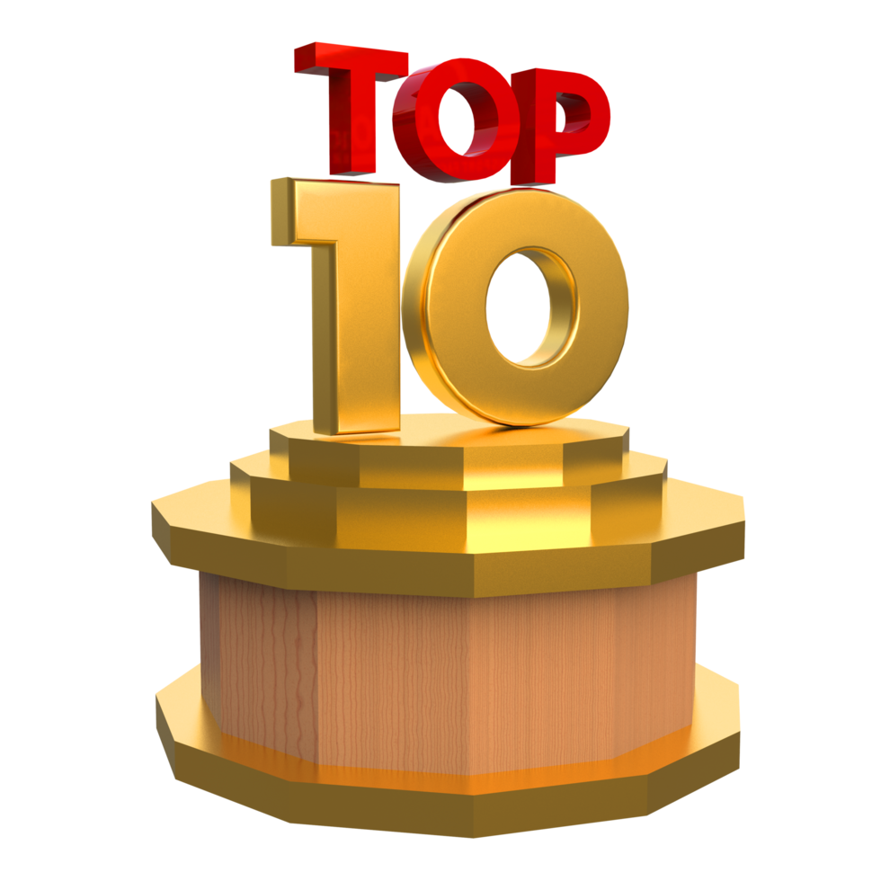 Top 10 3D-Rendering mit Gold- und Holztextur png