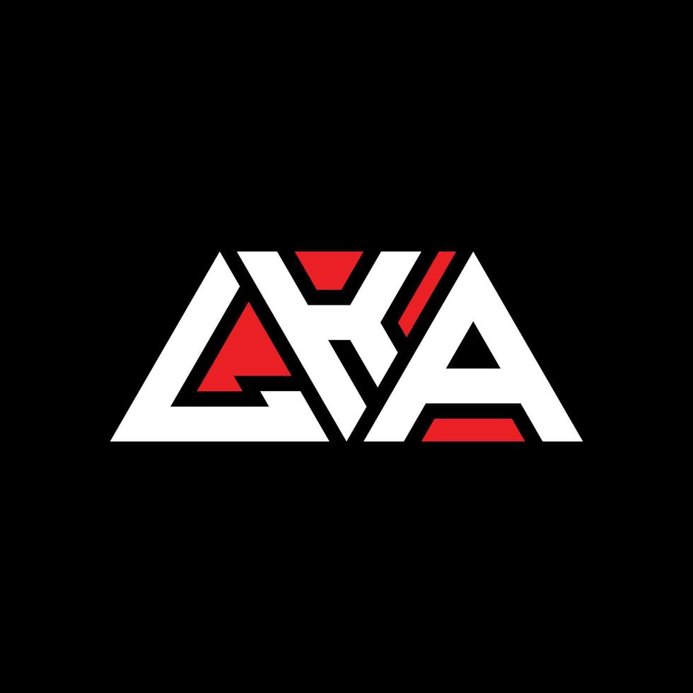 LKA triangle letter logo design with triangle shape. LKA triangle logo design monogram. LKA triangle vector logo template with red color. LKA triangular logo Simple, Elegant, and Luxurious Logo. LKA