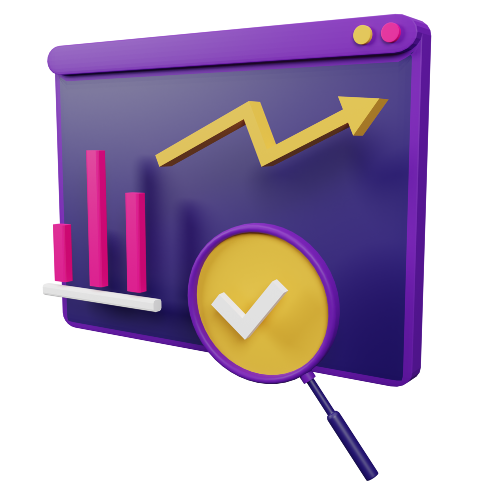 analitics 3D-pictogramillustratie voor uw website, gebruikersinterface en presentatie. 3D render illustratie. png