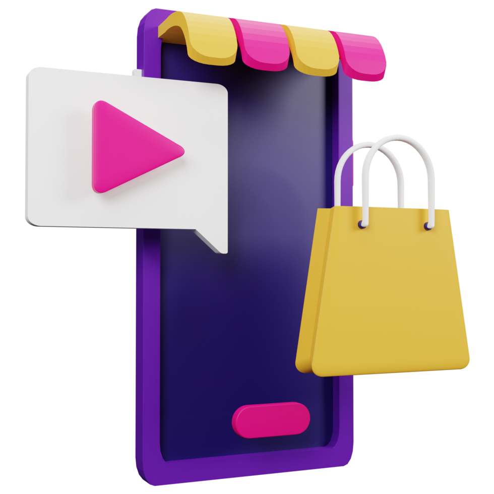 ilustración de icono 3d de tienda móvil para su sitio web, interfaz de usuario y presentación. Ilustración de procesamiento 3d. png