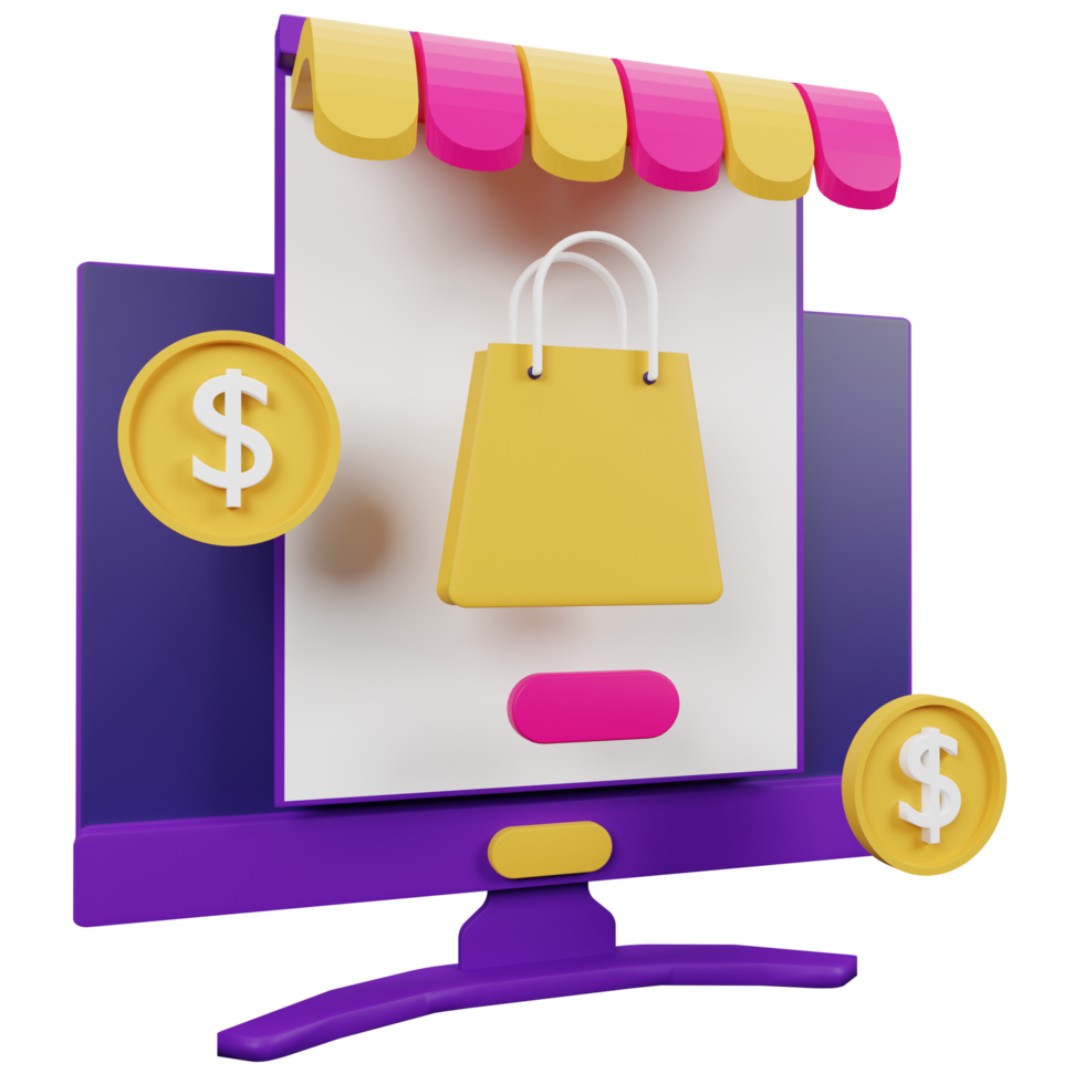 Online Shop 3D Icon Illustration for your website, user interface, and presentation. 3D render Illustration. png