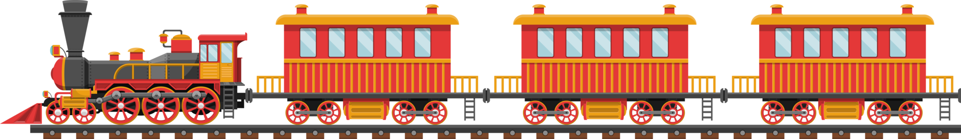 Vintage train on railroad clipart design illustration png