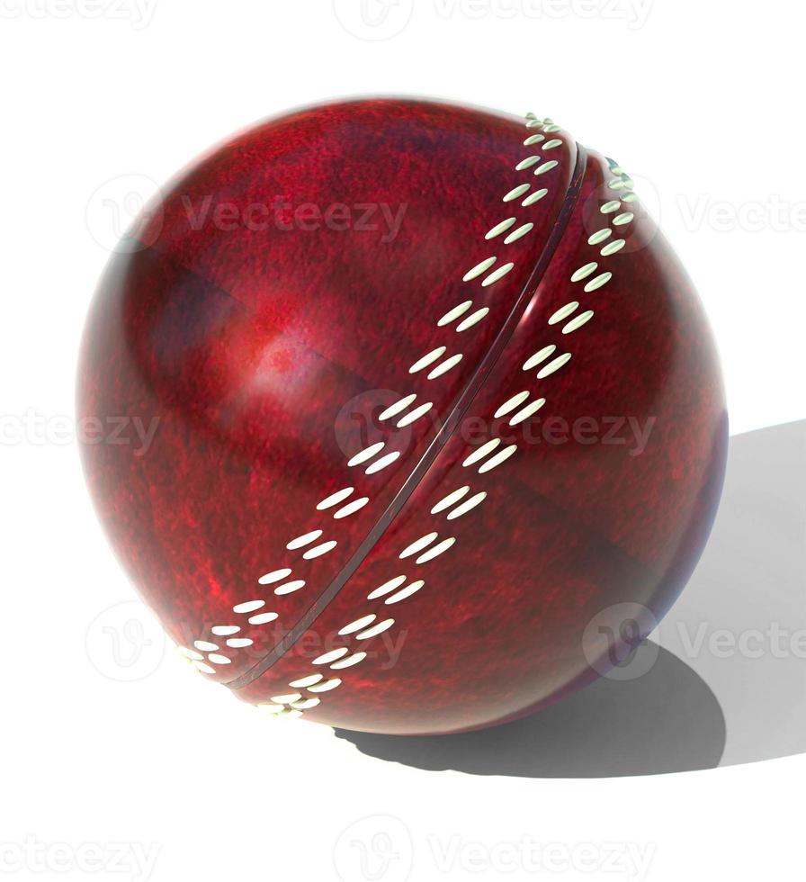 ilustración de procesamiento 3d de pelota de cricket roja de cuero foto