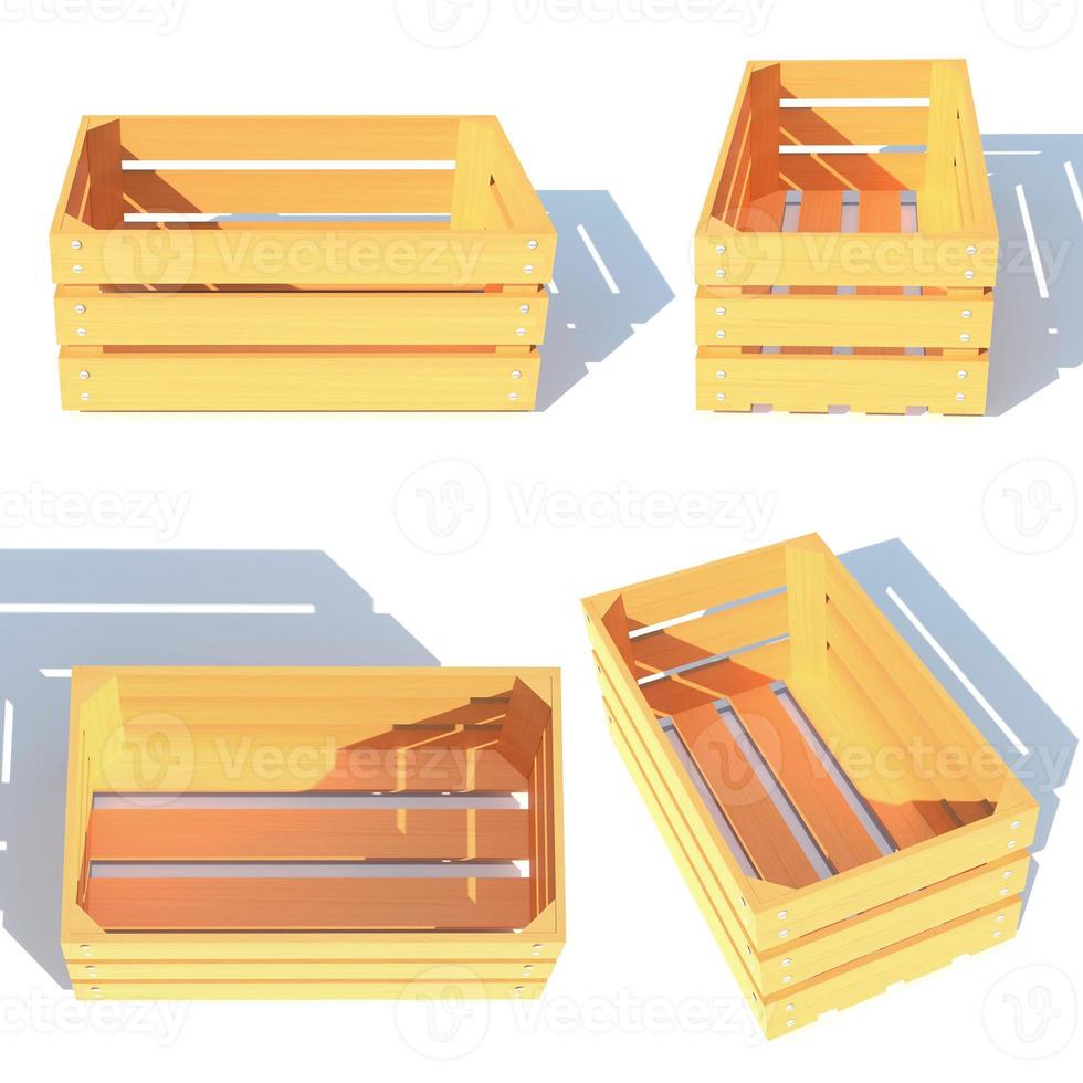 wooden box container 3d render illustration photo