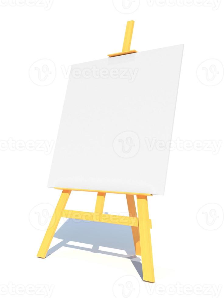 wooden easel with white canvas 3d render illustration photo