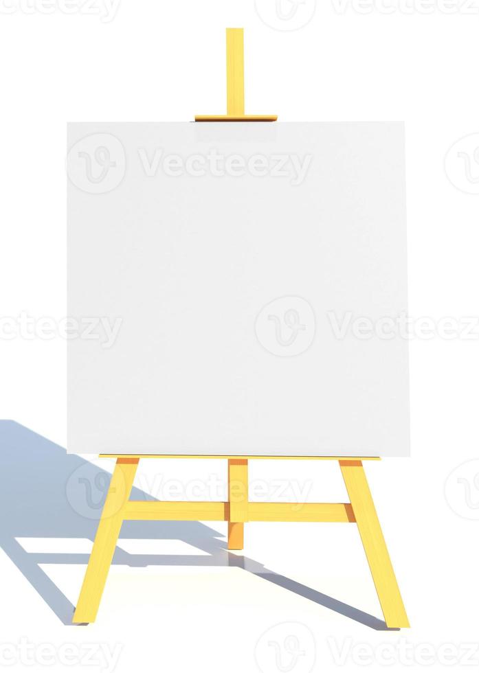 wooden easel with white canvas 3d render illustration photo