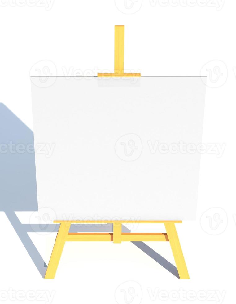 wooden easel with white canvas 3d render illustration photo