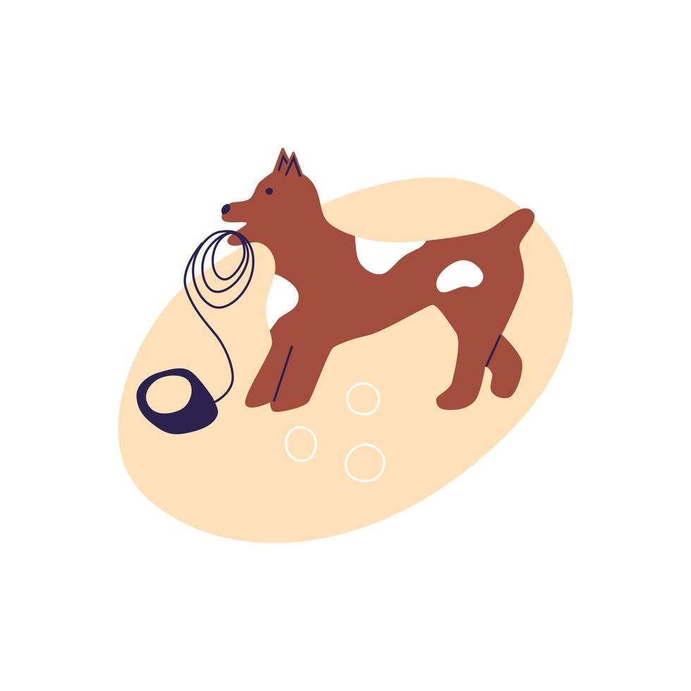 Hsppy little brown dog. Vector flat illustration, isolated on a white background.