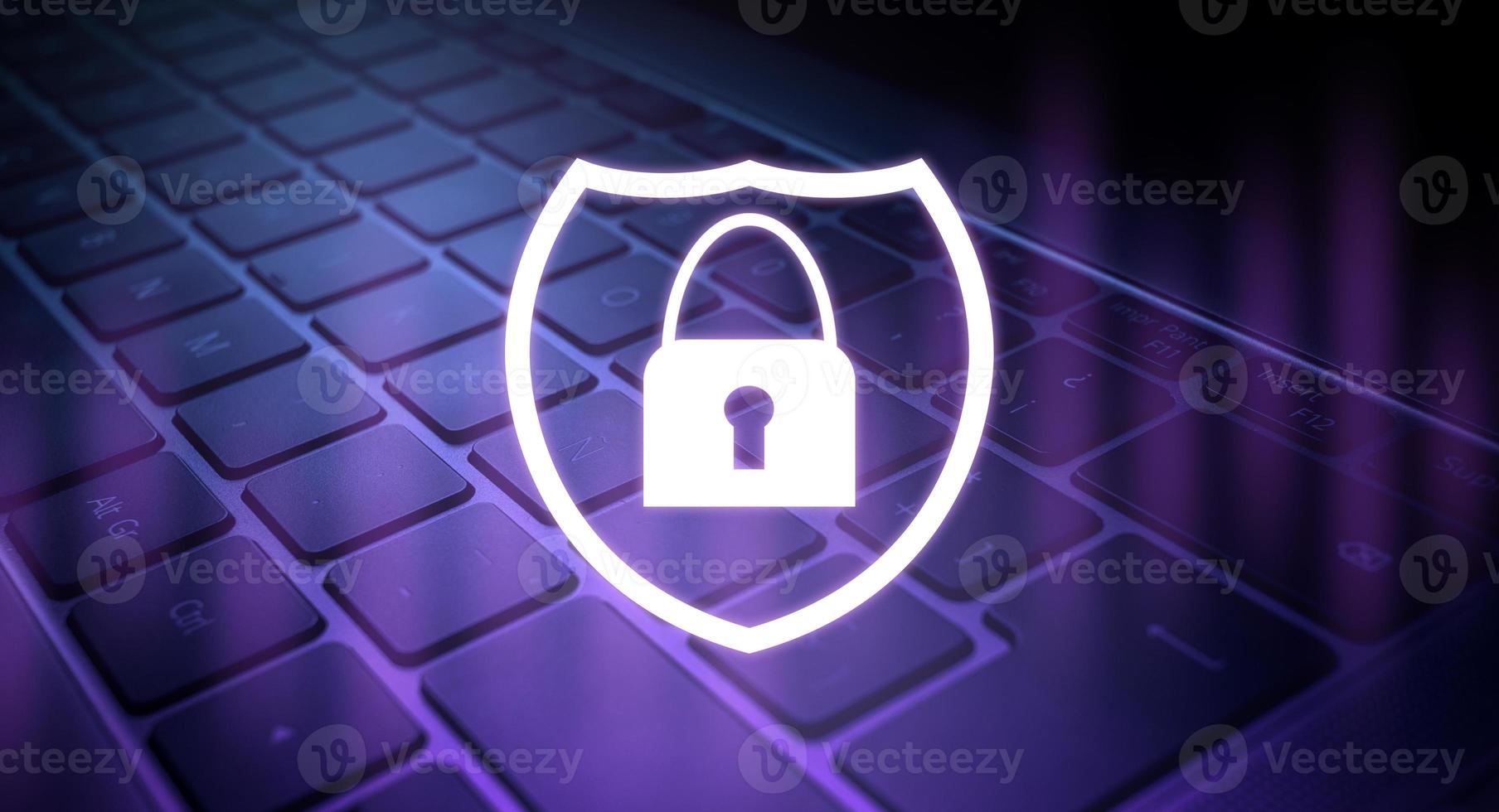 Internet security shield concept. Cyber security data protection business technology. photo