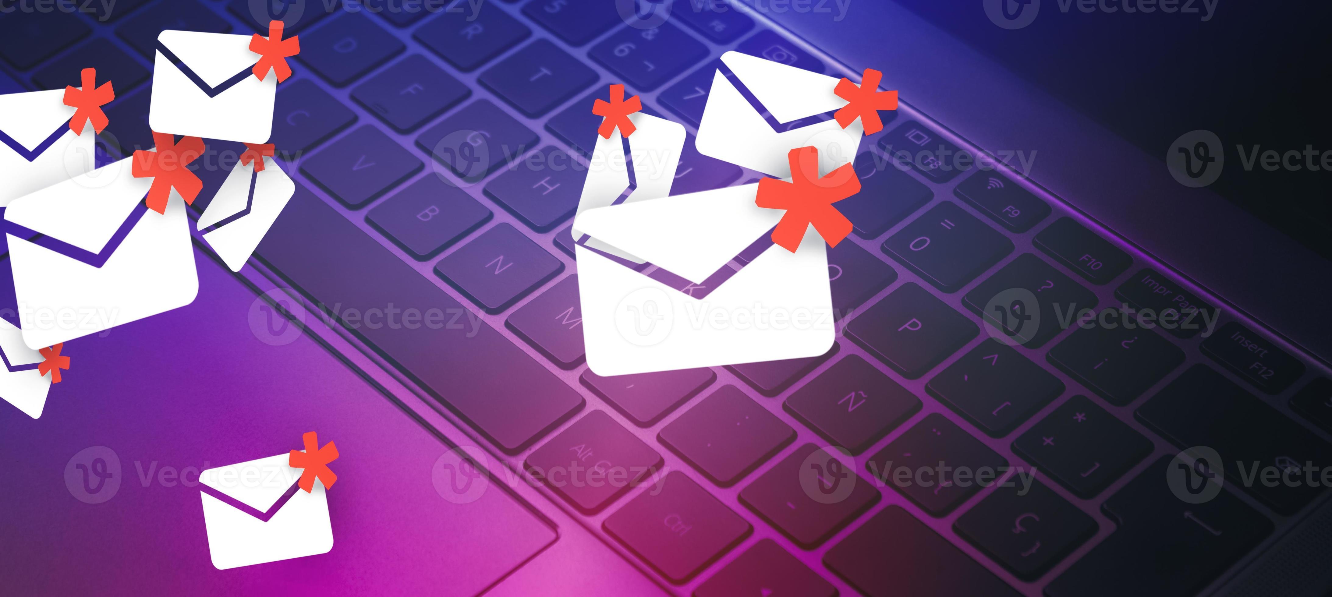 Banner of mail spam concept. Communication business technology. Protect spam mail from