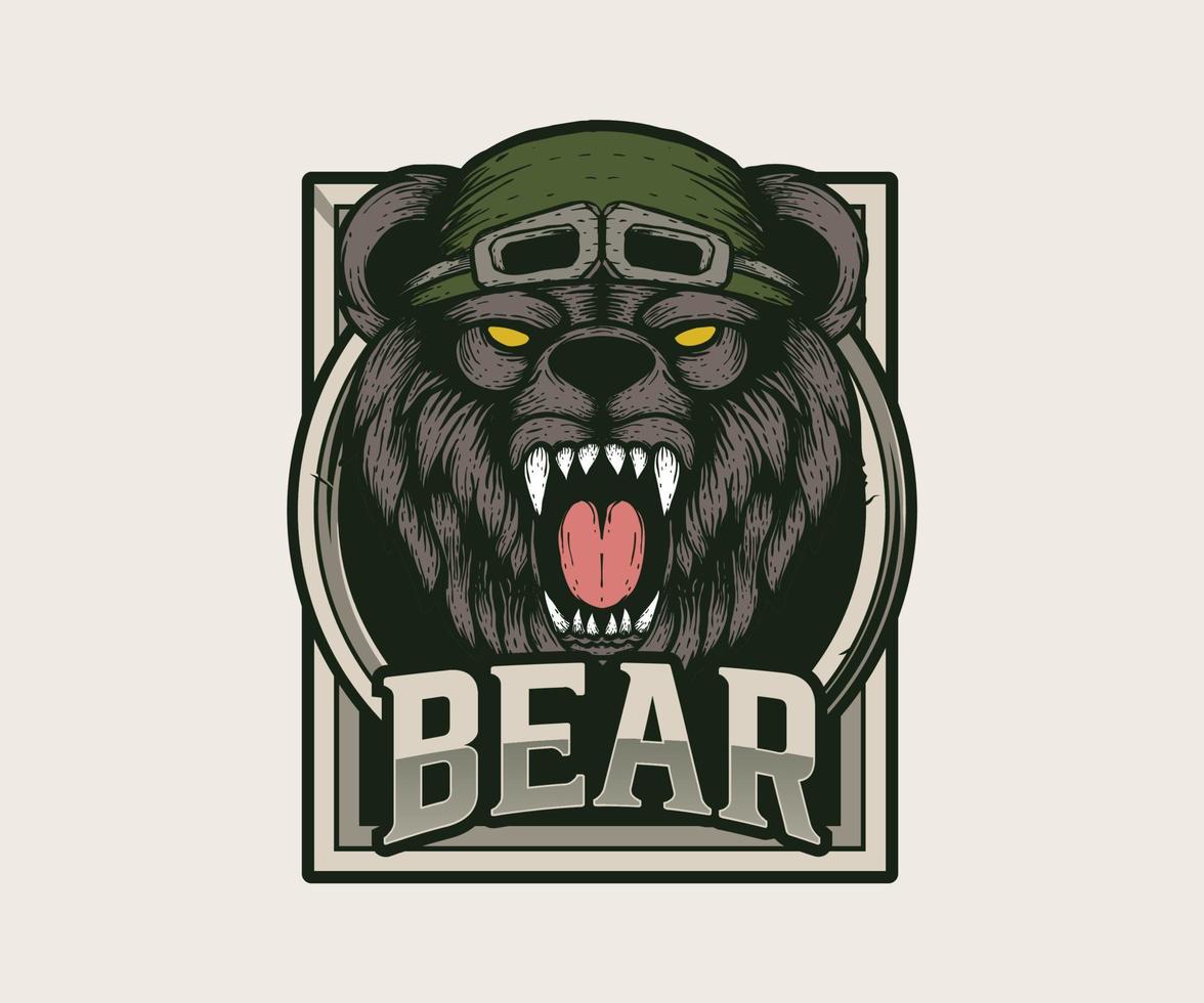 ilustración vintage de cabeza de oso agresivo. vector