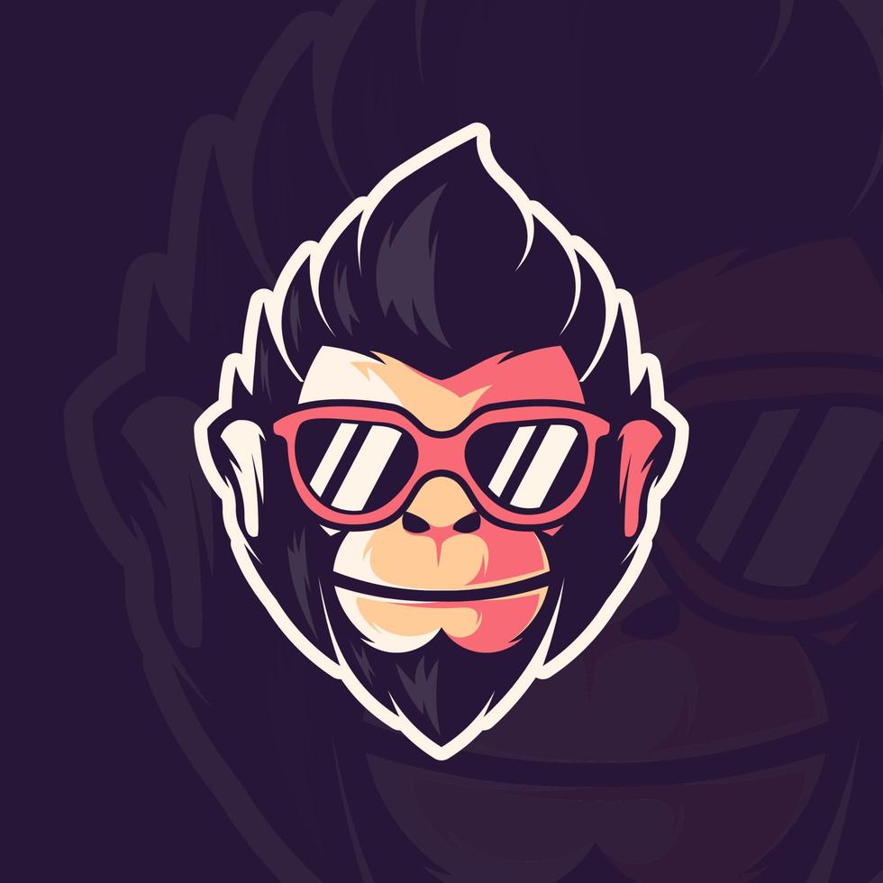 monkey logo illustration. flat cartoon style. vector