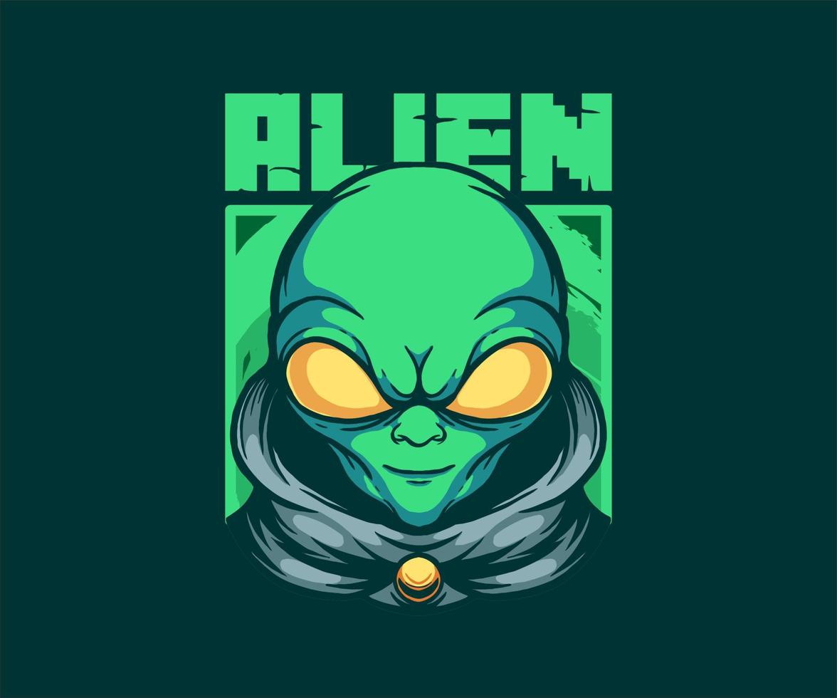 Alien mascot logo template illustration. vector
