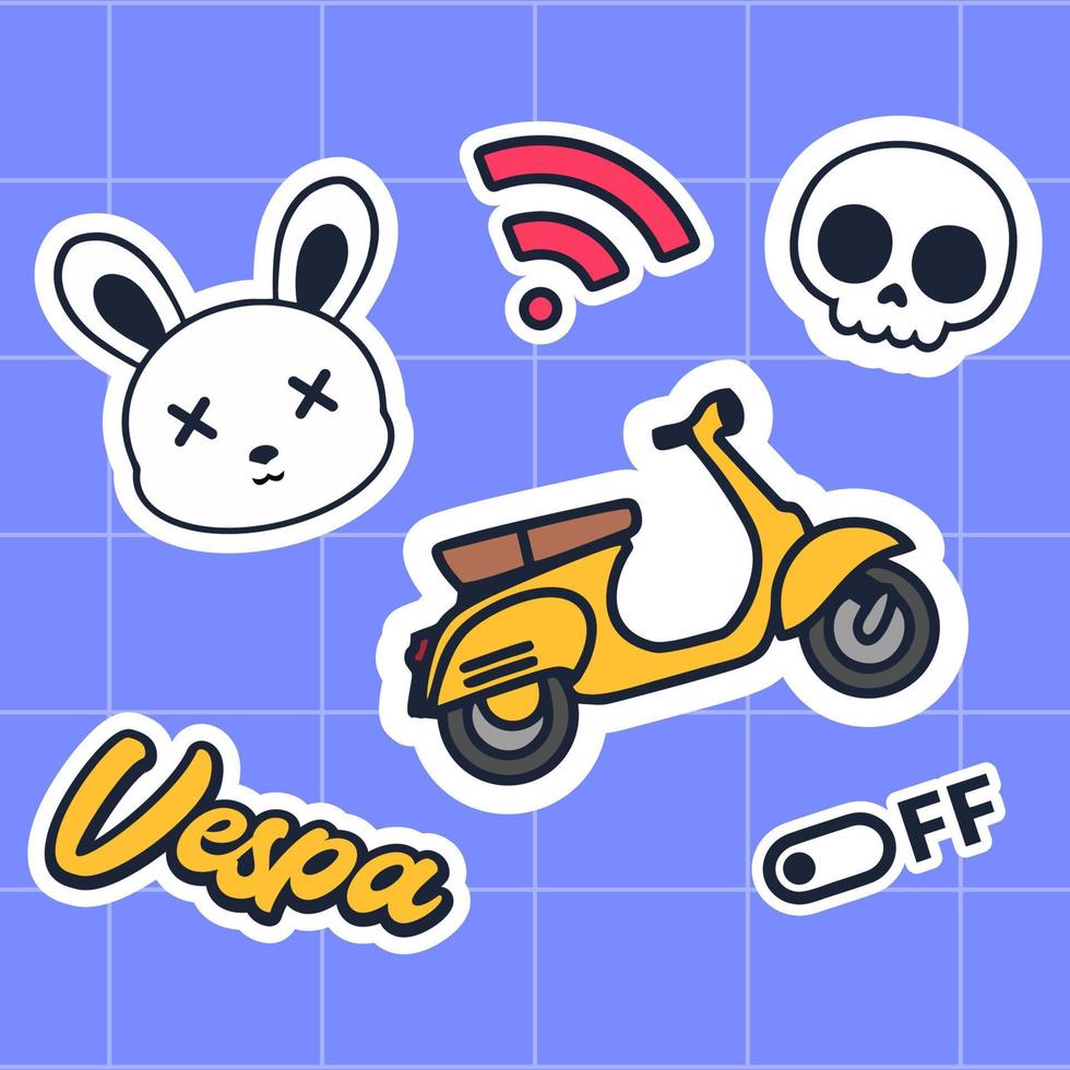 random sticker vector illustration. flat cartoon style.