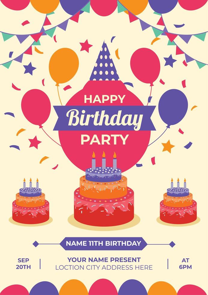 Happy birthday colorful flyer design vector