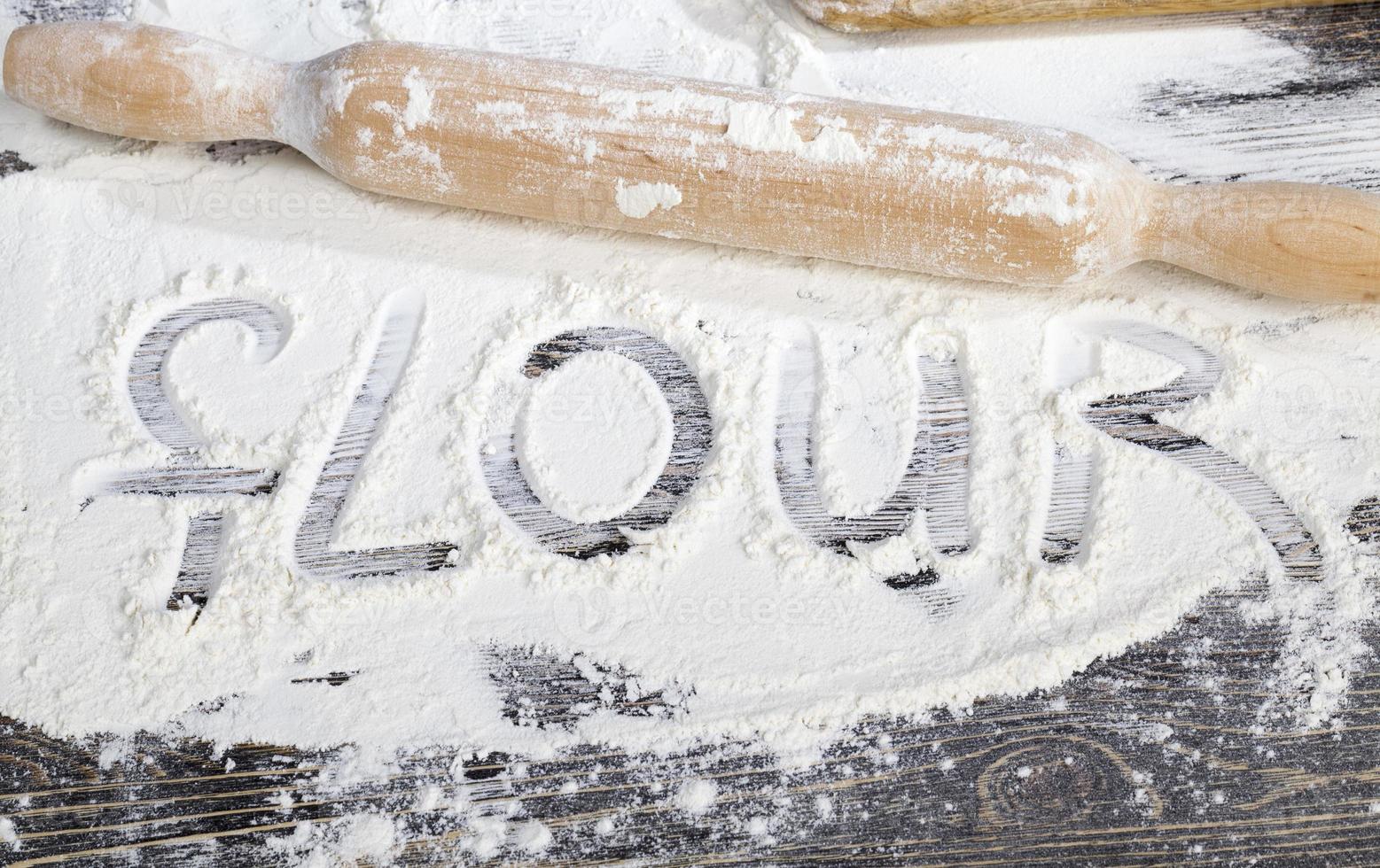 inscription flour, close up photo