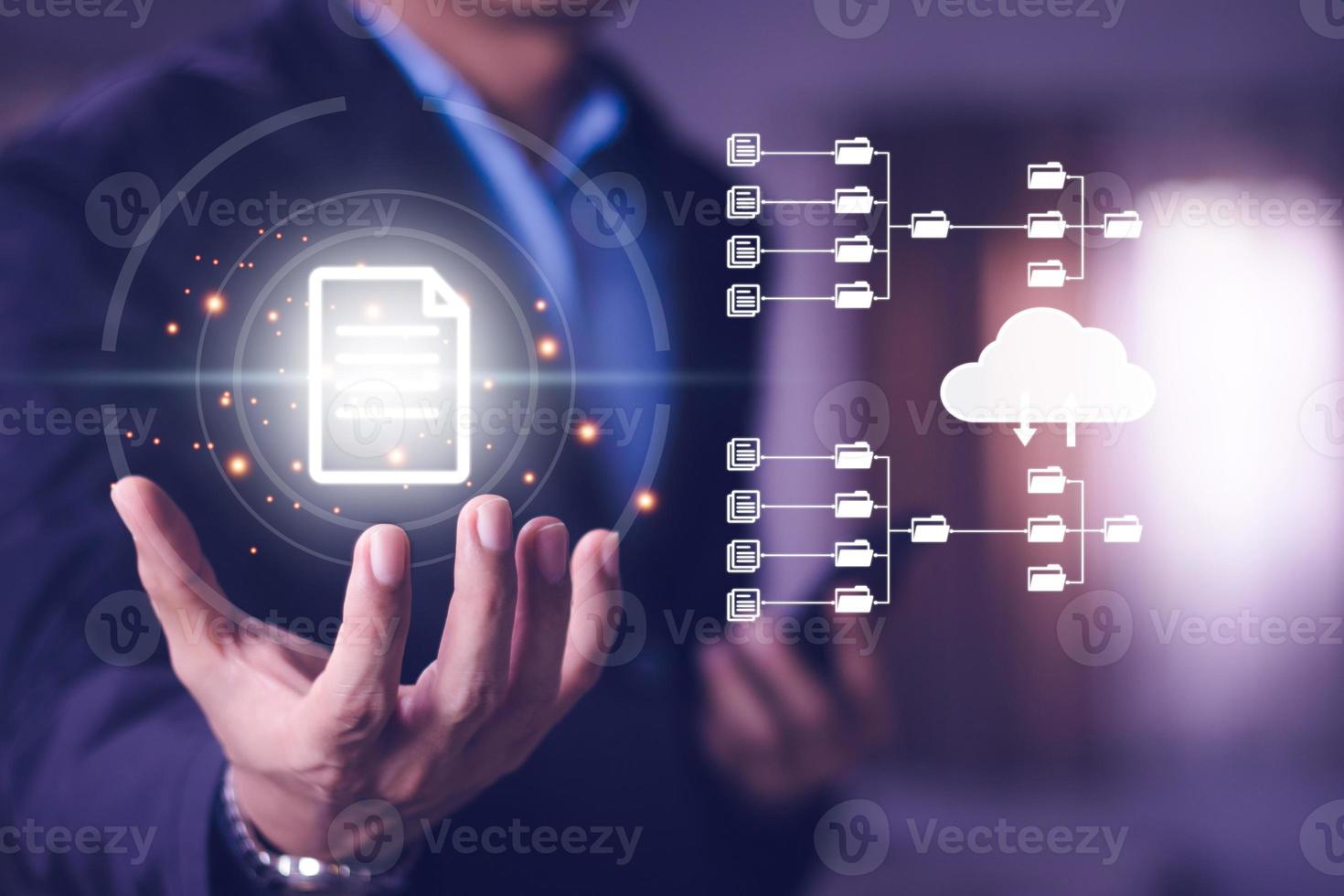 documentation database and process automation to efficiently manage files, knowledge and documentation in enterprise with ERP. Corporate business technology. photo