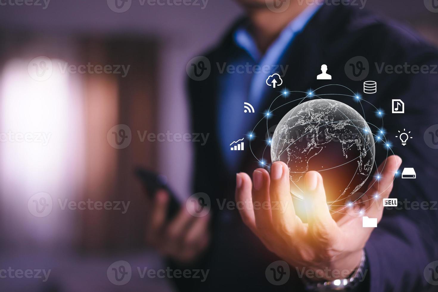metaverse. Business global internet connection application technology and digital marketing, Financial and banking, Digital link tech, big data. photo