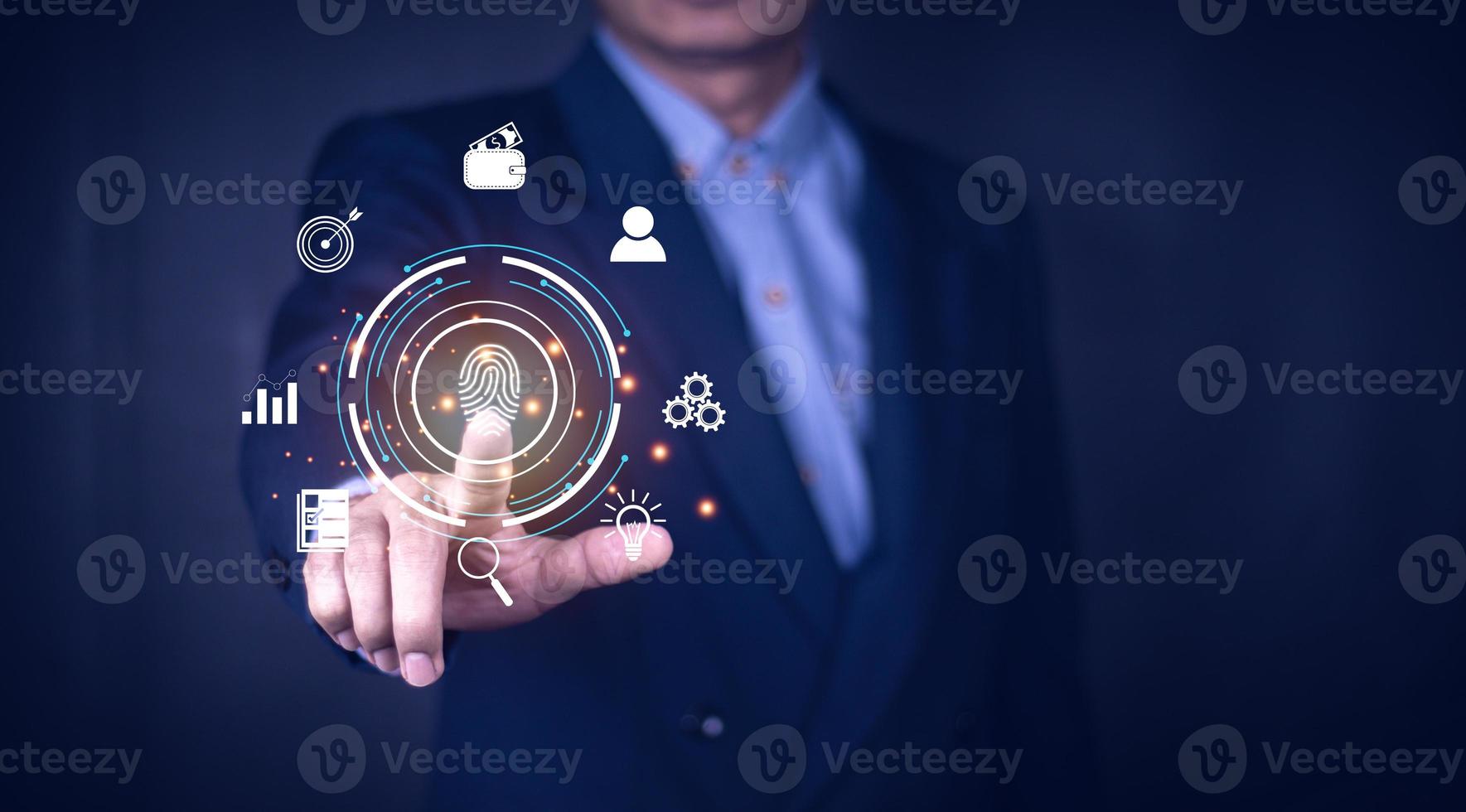 Businessman using mobile smart phone. Business global internet connection application technology and digital marketing, Financial and banking, Digital link tech, big data. photo
