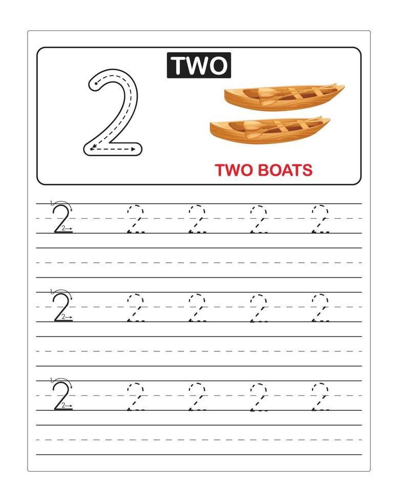 Number tracing for kids, Number 2 vector