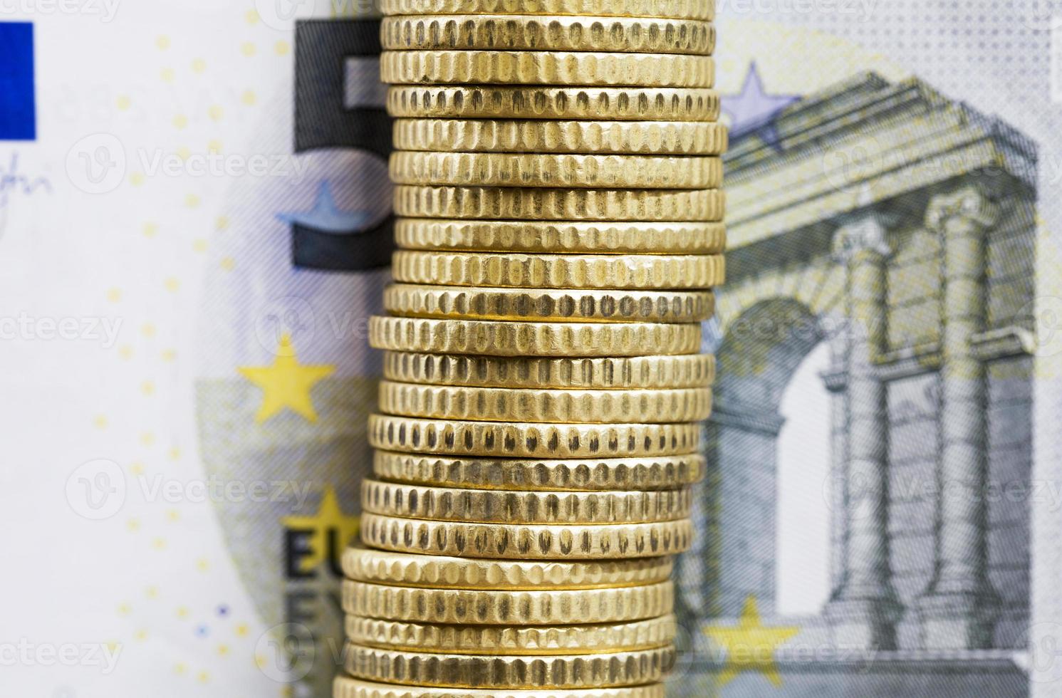 five Euro with coins photo