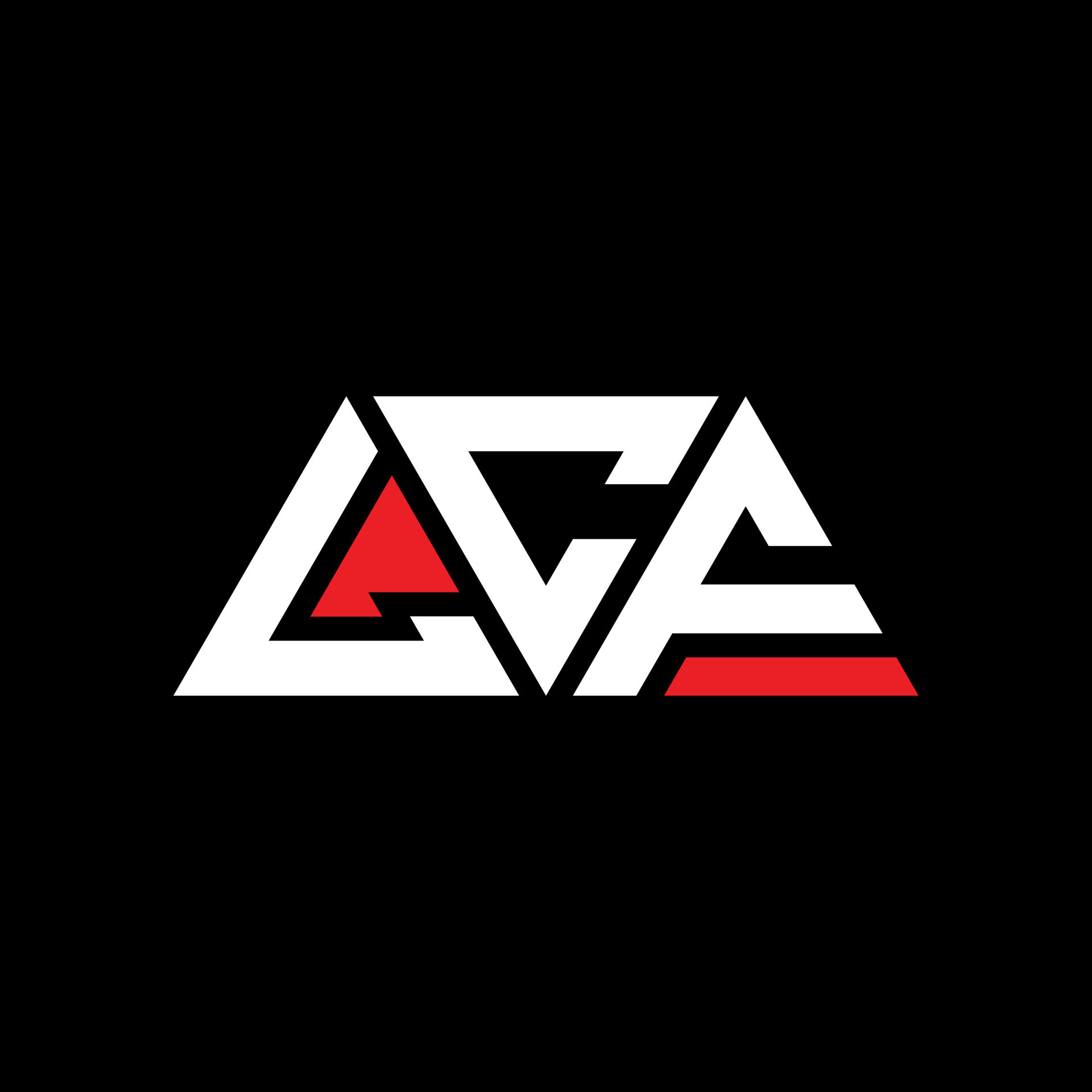 LCF triangle letter logo design with triangle shape. LCF triangle logo