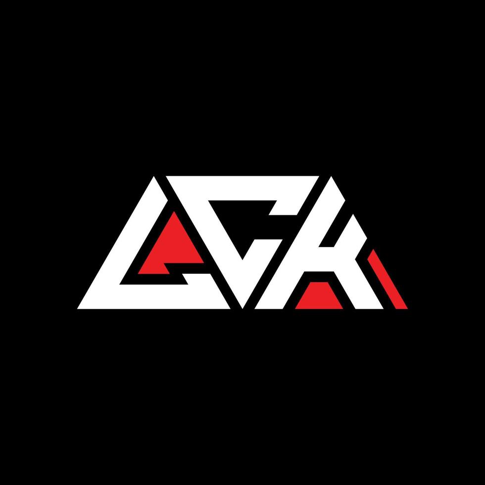 Diseño de logotipo de letra de triángulo lck con forma de triángulo. monograma de diseño de logotipo de triángulo lck. Plantilla de logotipo de vector de triángulo lck con color rojo. logotipo triangular lck logotipo simple, elegante y lujoso. lárgate