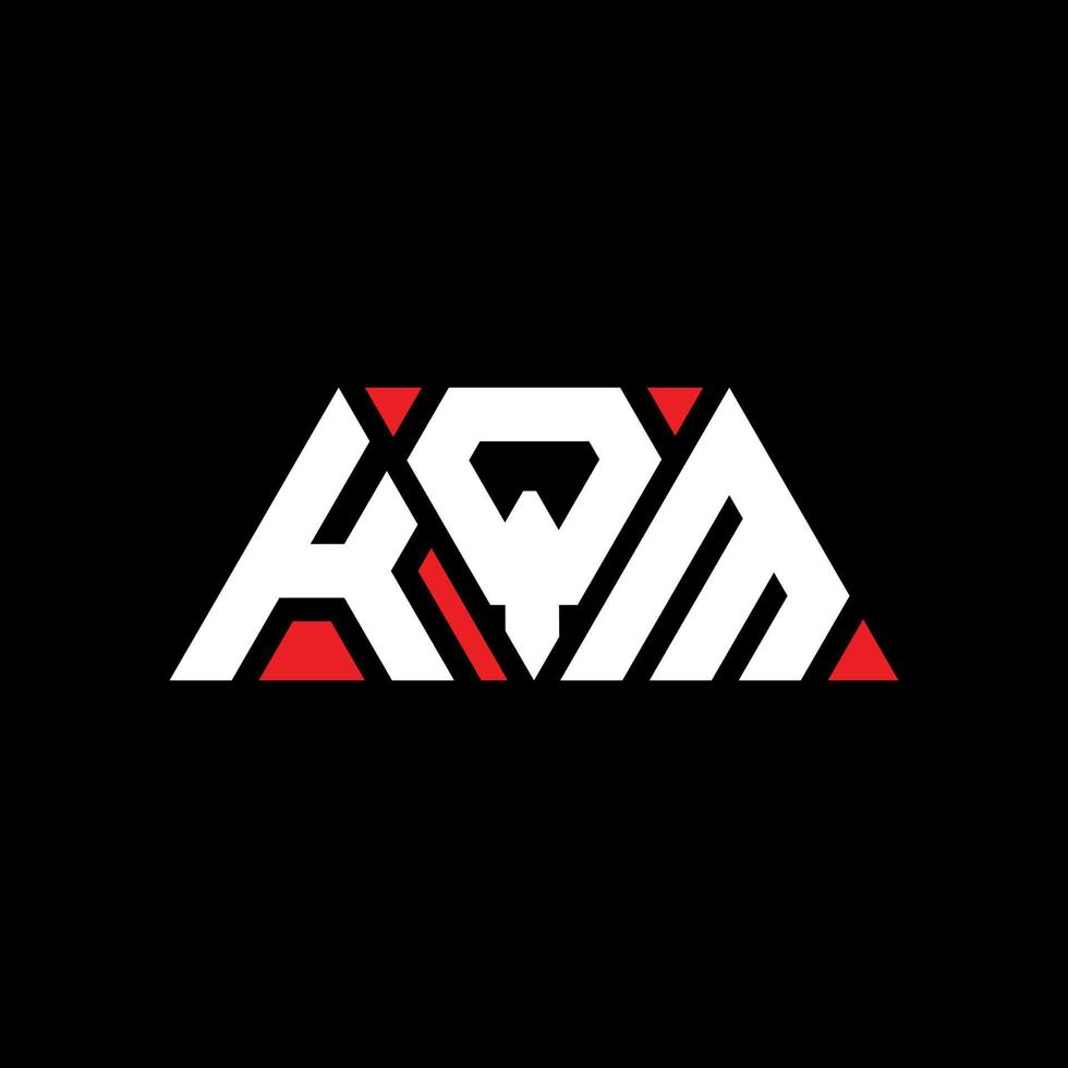 KQM triangle letter logo design with triangle shape. KQM triangle logo design monogram. KQM triangle vector logo template with red color. KQM triangular logo Simple, Elegant, and Luxurious Logo. KQM
