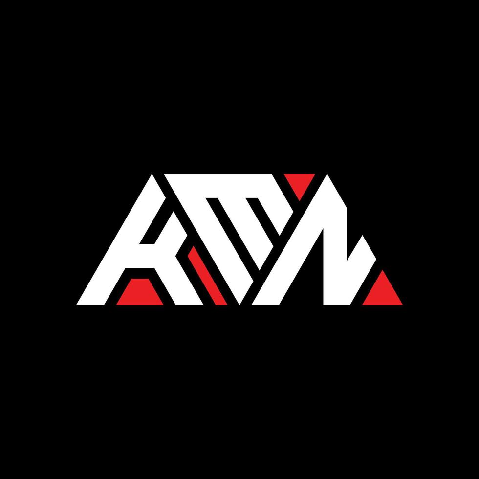KMN triangle letter logo design with triangle shape. KMN triangle logo design monogram. KMN triangle vector logo template with red color. KMN triangular logo Simple, Elegant, and Luxurious Logo. KMN