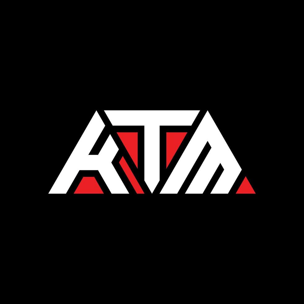 KTM triangle letter logo design with triangle shape. KTM triangle logo design monogram. KTM triangle vector logo template with red color. KTM triangular logo Simple, Elegant, and Luxurious Logo. KTM