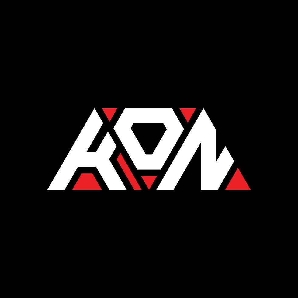 KON triangle letter logo design with triangle shape. KON triangle logo design monogram. KON triangle vector logo template with red color. KON triangular logo Simple, Elegant, and Luxurious Logo. KON