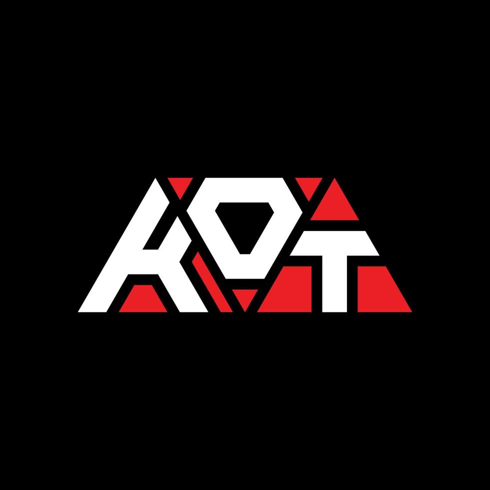 KOT triangle letter logo design with triangle shape. KOT triangle logo design monogram. KOT triangle vector logo template with red color. KOT triangular logo Simple, Elegant, and Luxurious Logo. KOT