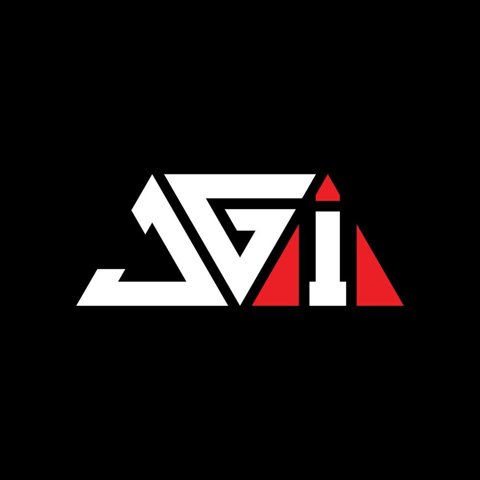 JGI triangle letter logo design with triangle shape. JGI triangle logo design monogram. JGI triangle vector logo template with red color. JGI triangular logo Simple, Elegant, and Luxurious Logo. JGI